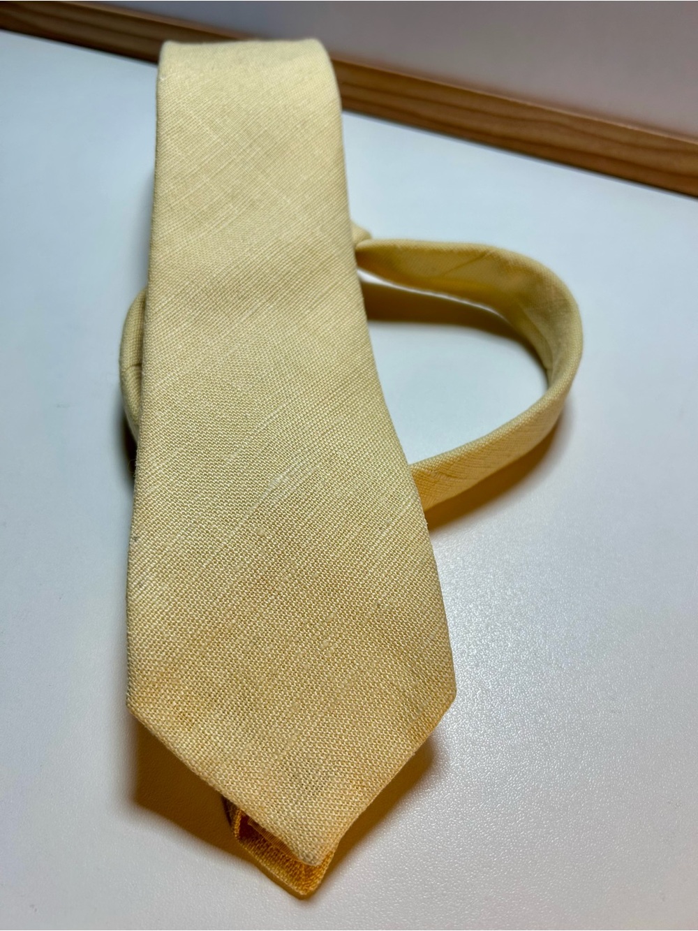 Vintage Rooster Moygashel Irish Linen Necktie Solid Yellow Neck-Tie